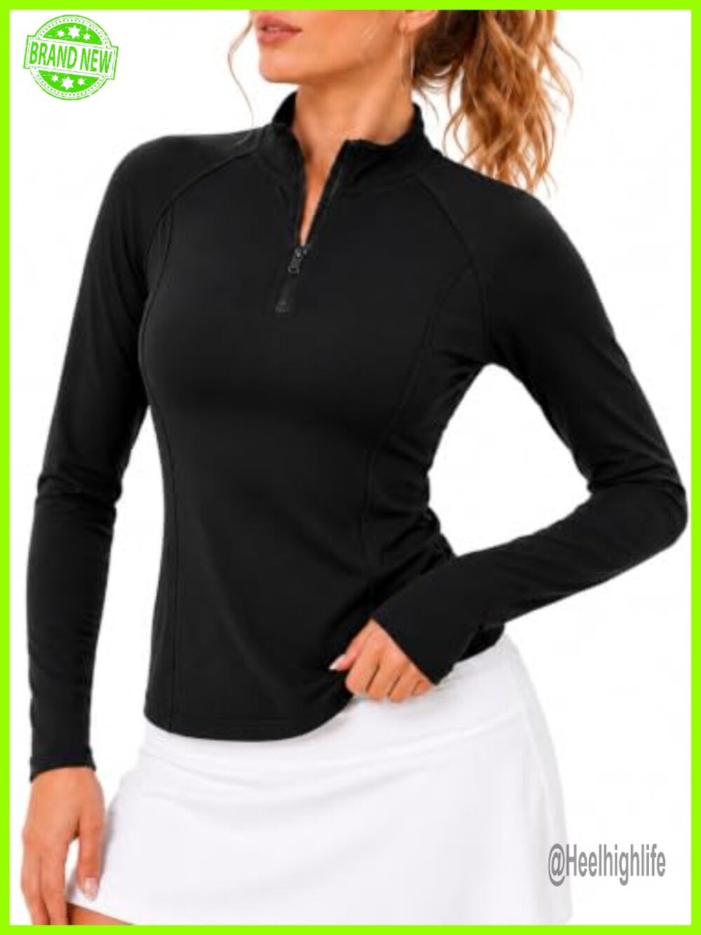 Women's Half Zip Workout Top Athletic Golf Shirt Slim Fit Long Sleeve Pullover